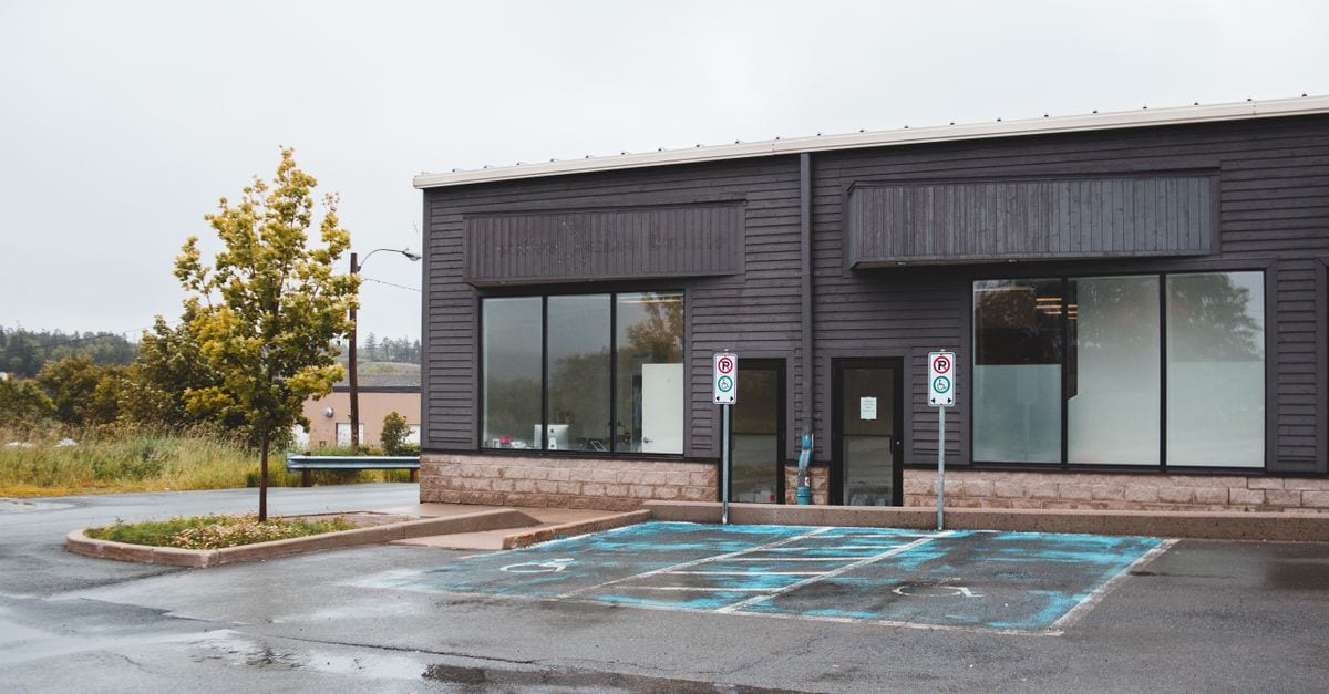 A commercial driveway after painting.