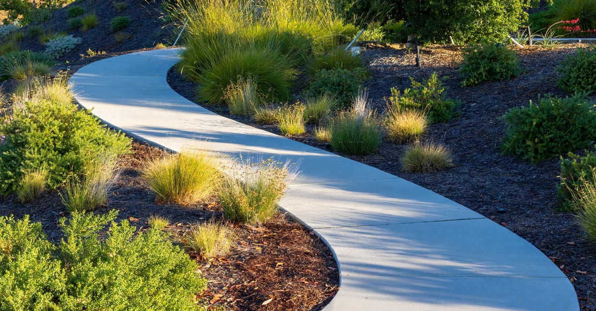 A slip resistant finish on a concrete path